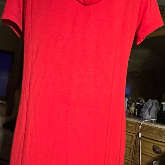 Small/petite Tommy Hilfiger tee shirt Red dress with a hoodie  Jersey dress - Picture 8 of 8